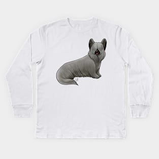 Dog - Skye Terrier - Blue Kids Long Sleeve T-Shirt